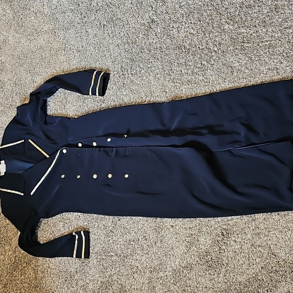 STUNNING RARE VINTAGE LEW MAGRAM LONG NAVY COAT/ DRESS